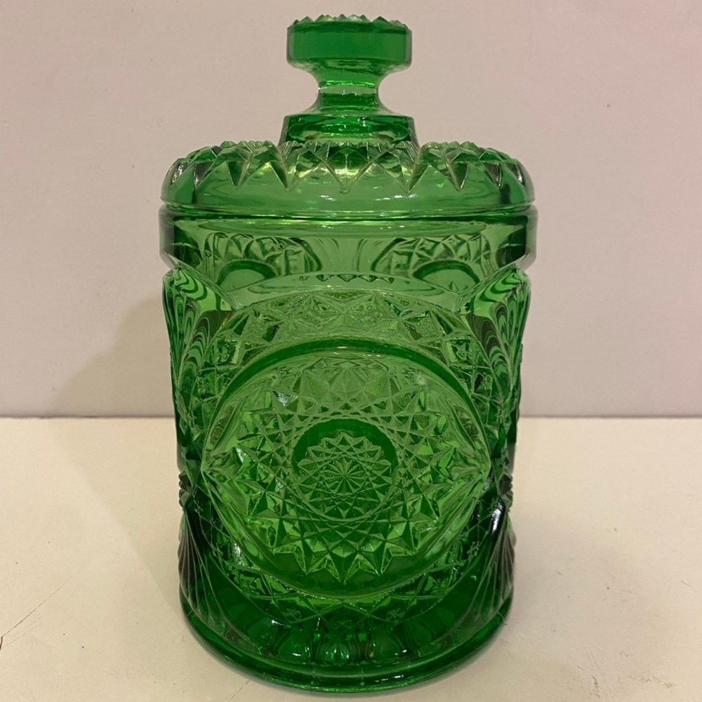 Green Glass Jar with Lid